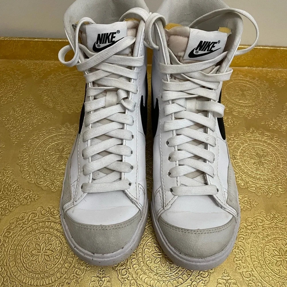 Nike White and Black High-Top Sneakers